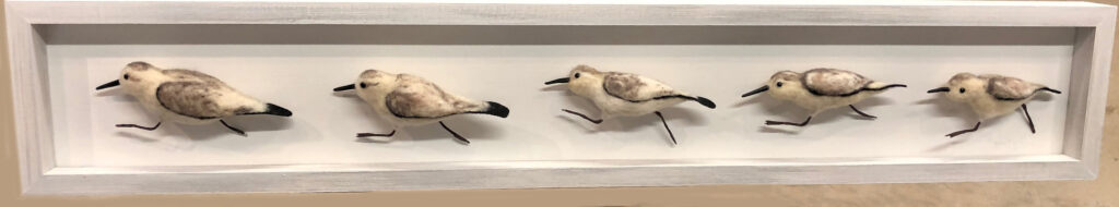 Five Sandpipers — needlefelted wool