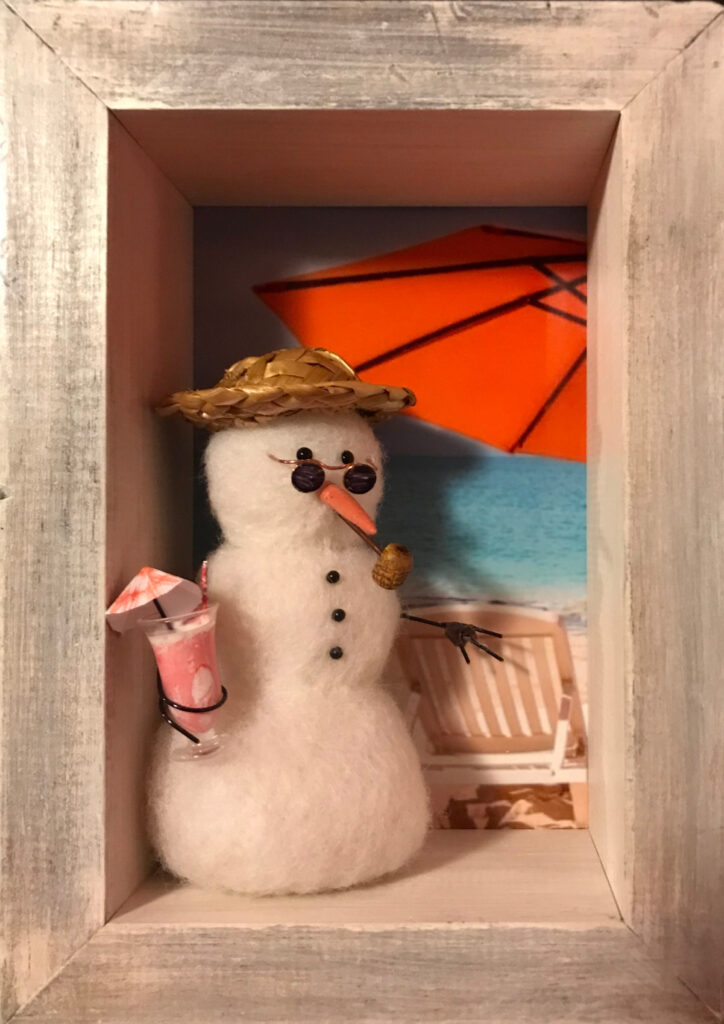 Snowman — needlefelted wool