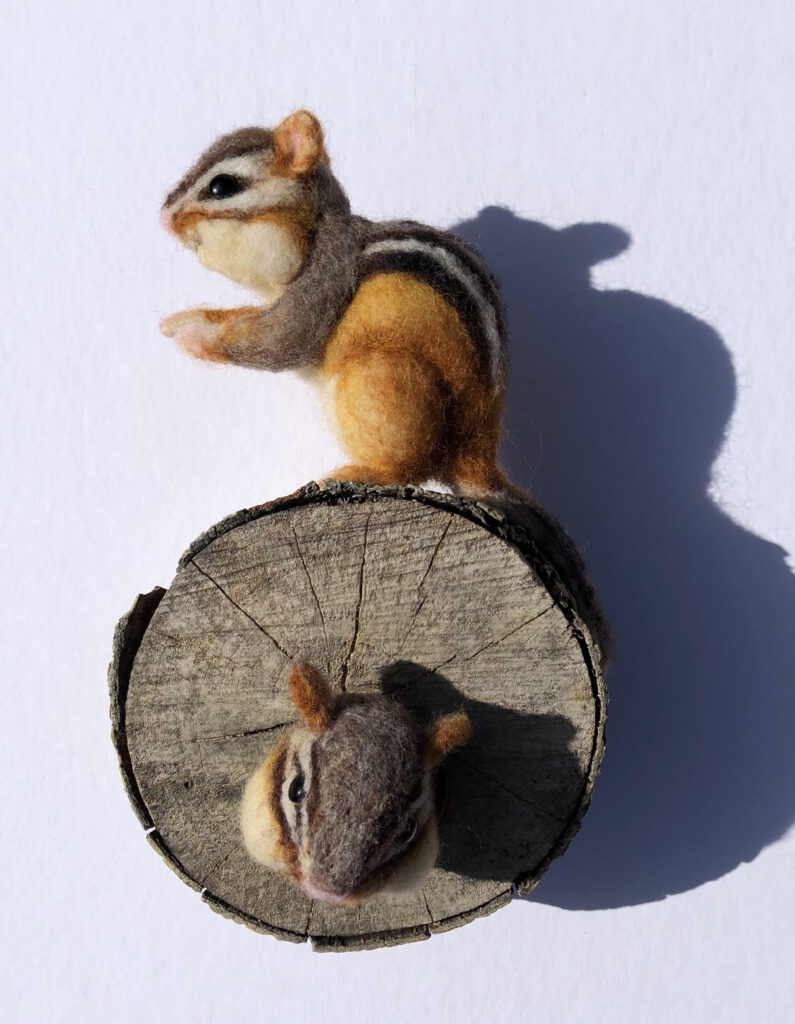 Two Chipmunks — needlefelted wool