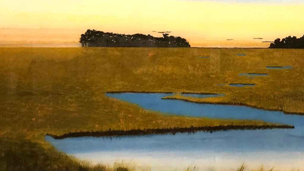 Lowlands Reverse Painting #4 — acrylic on Lexan plexiglass