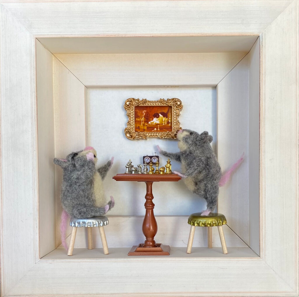 Checkmate! — needlefelted wool