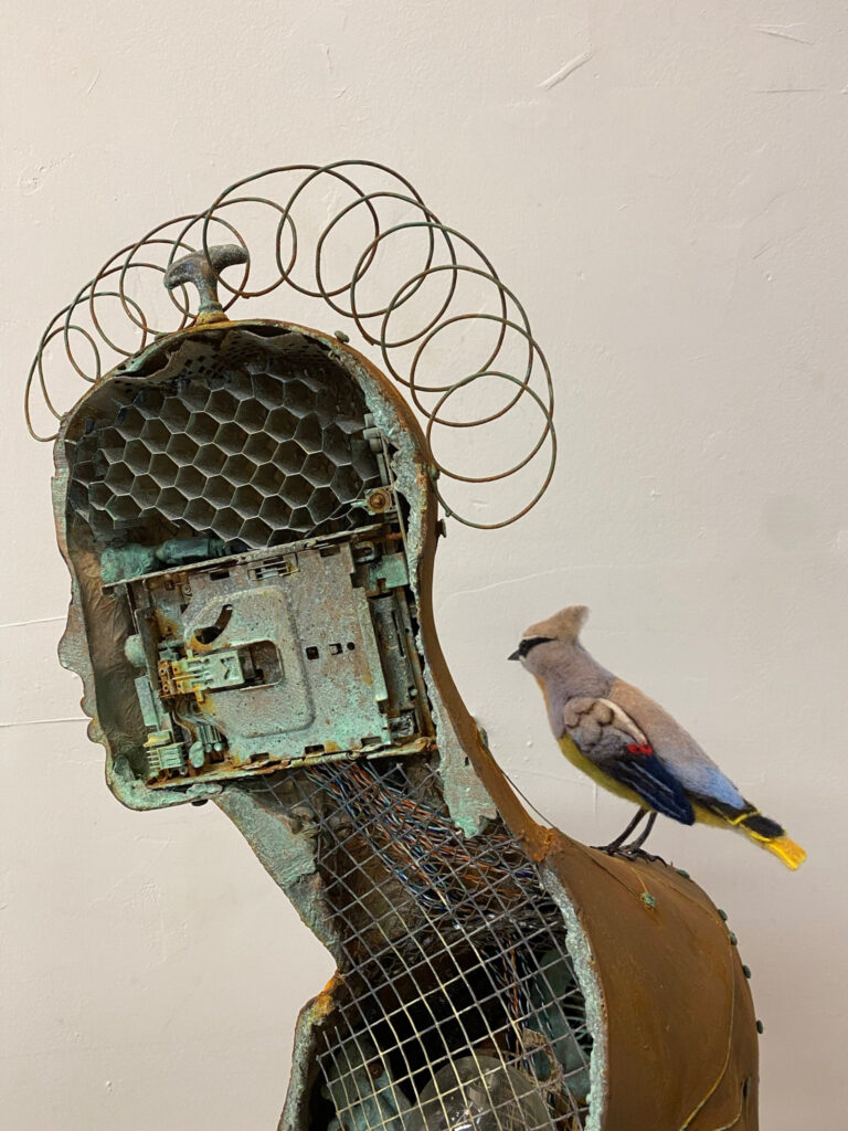 Iron Waxwing — mixed media