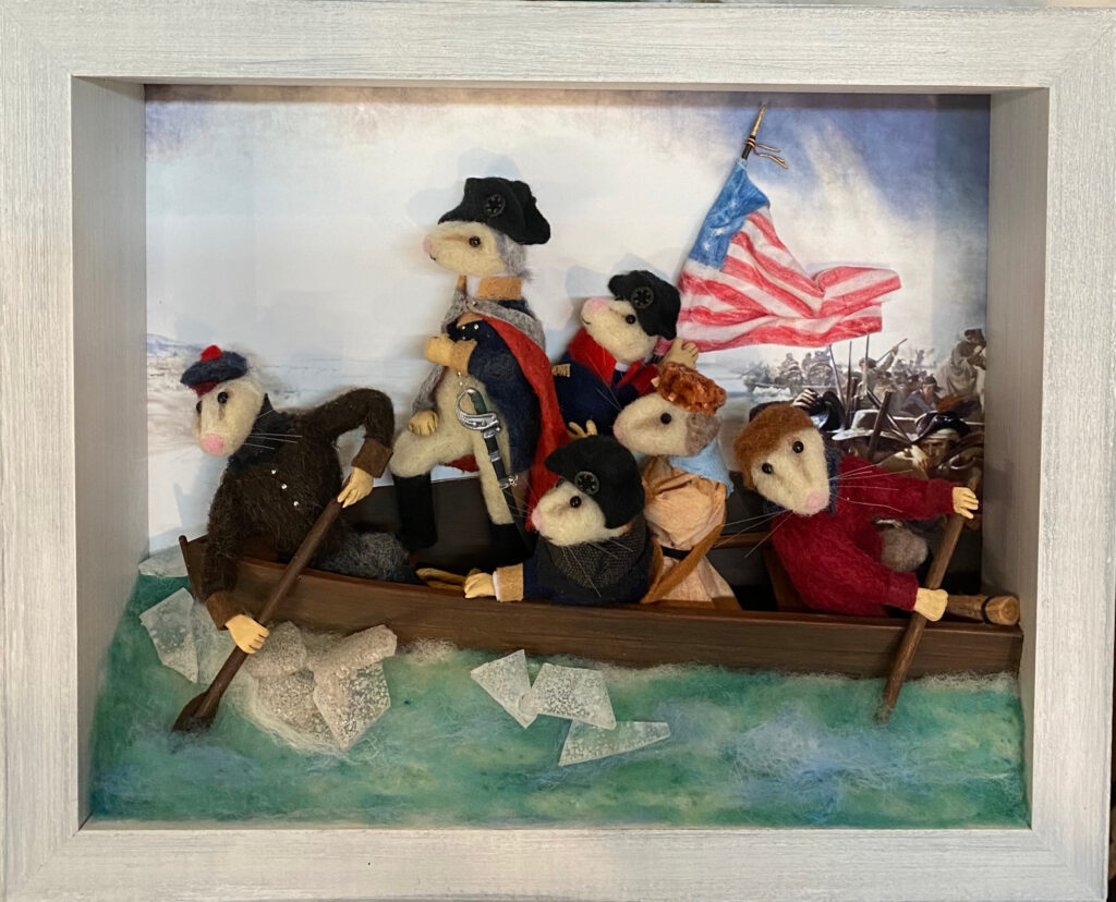 Crossing the Delaware (in search of tax free cheese) — needlefelted wool