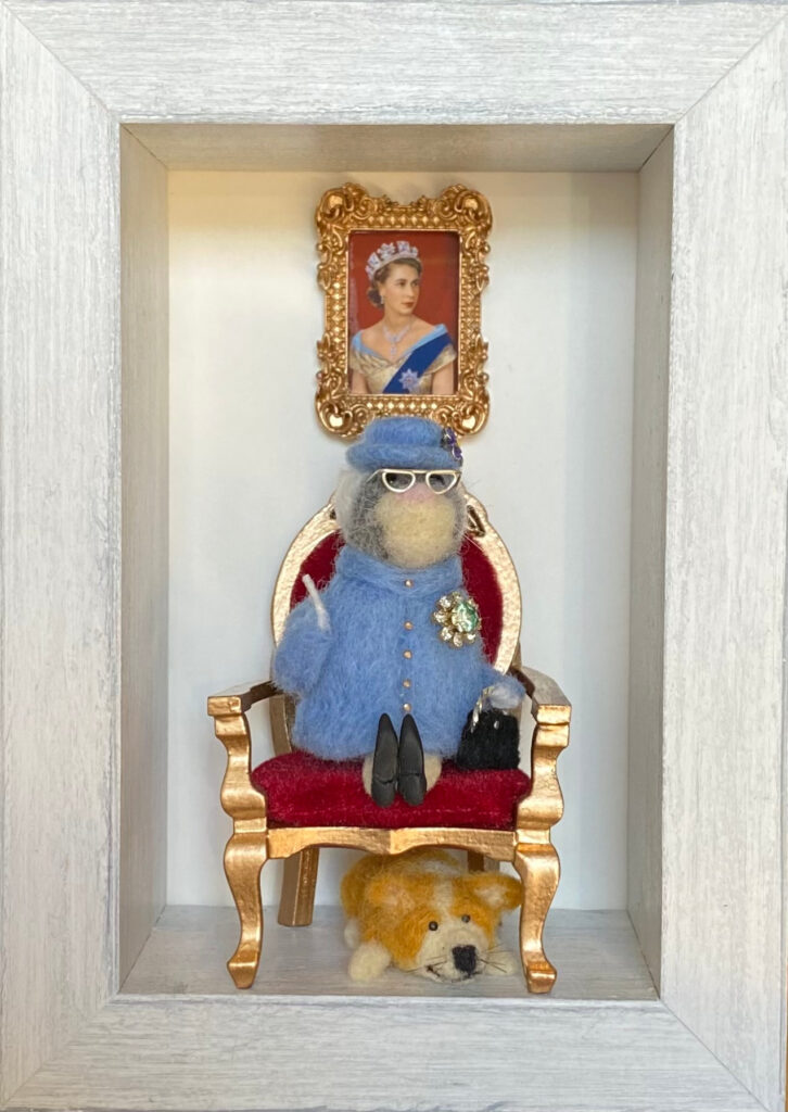The Queen and her Corgi — needlefelted wool