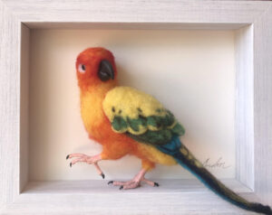Sun Conure — needlefelted wool