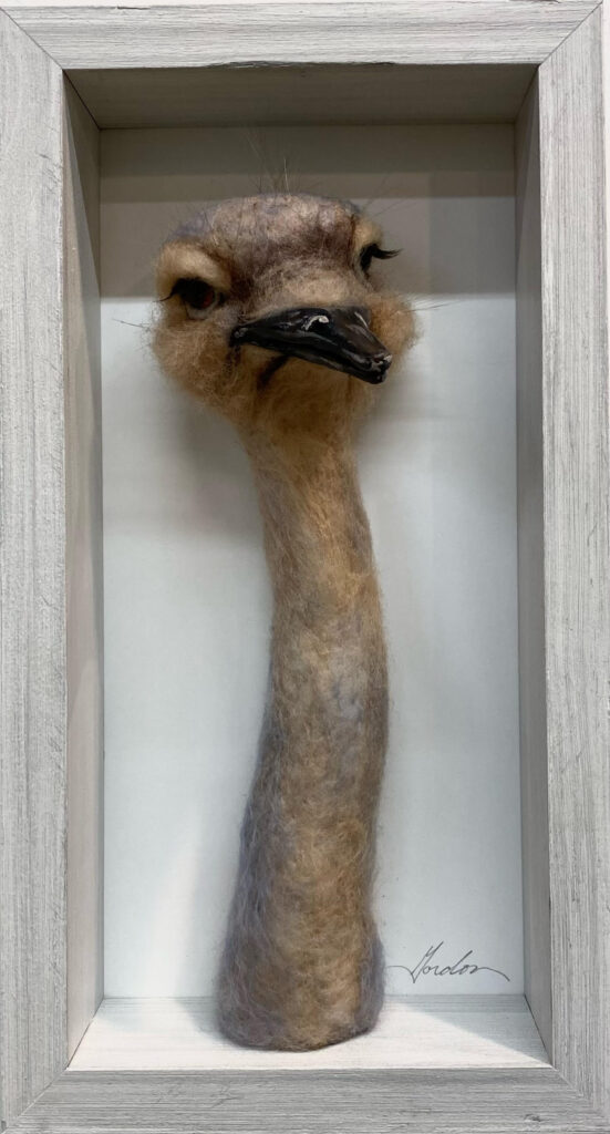 Ostrich — needlefelted wool