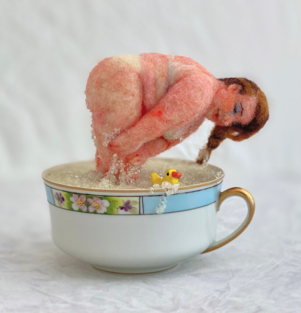 Teacup Bubble-Bath — needlefelted wool