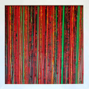 Crimson and Clover 24″ x 24″ — hand-painted bamboo