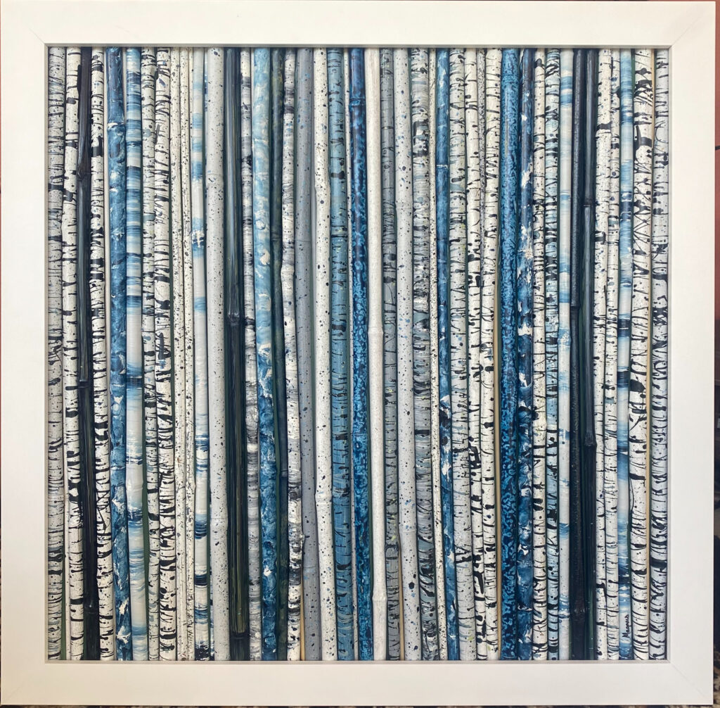 Sapphire 24″ x 24″ — hand-painted bamboo