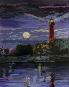 Moon over Jupiter — acrylic on Lexan plexiglass