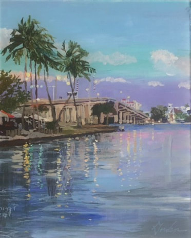 Daybreak at the Farmer’s Market — acrylic on Lexan plexiglass