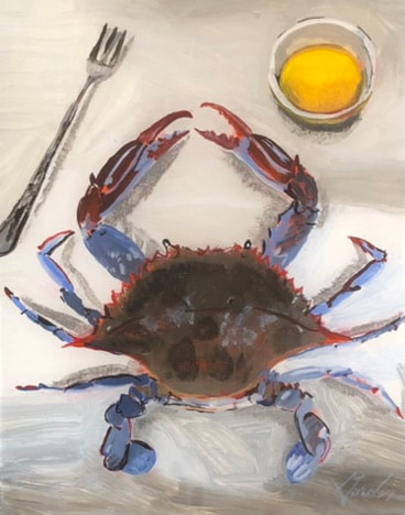 Crab with Butter! — acrylic on Lexan plexiglass