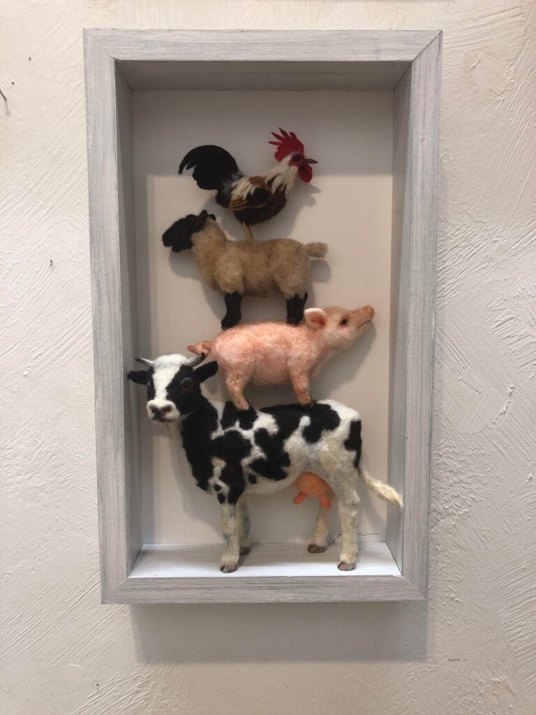 Farm Animal Stack — needlefelted wool