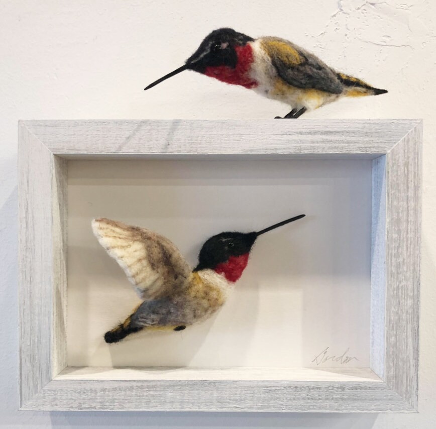 Hummingbirds — needlefelted wool