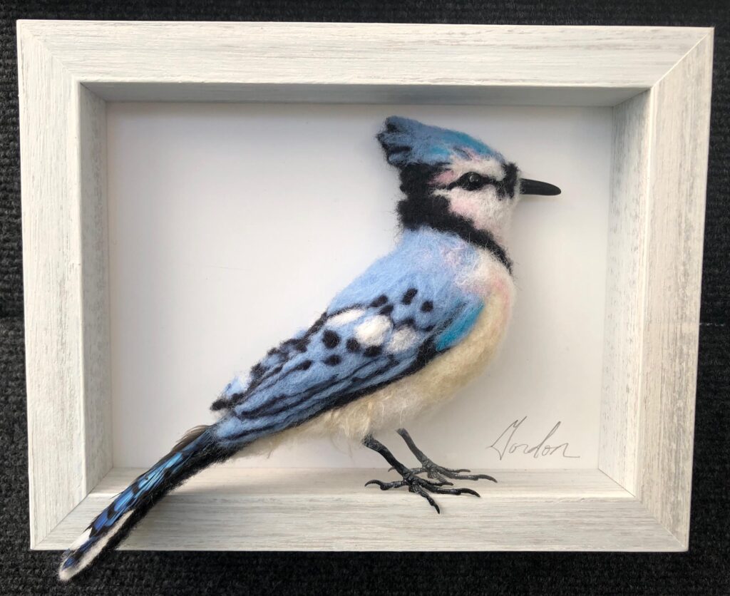 Blue Jay — needlefelted wool