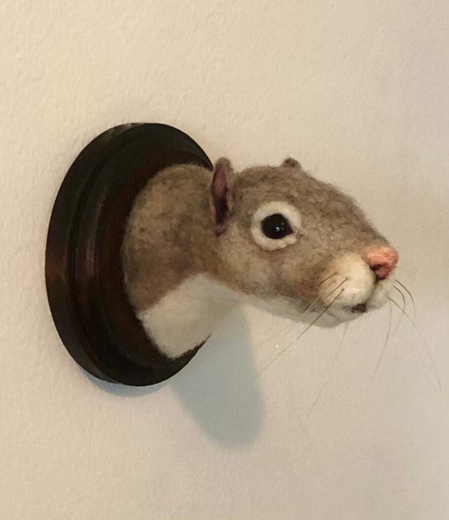 Squirrel Trophy — needlefelted wool