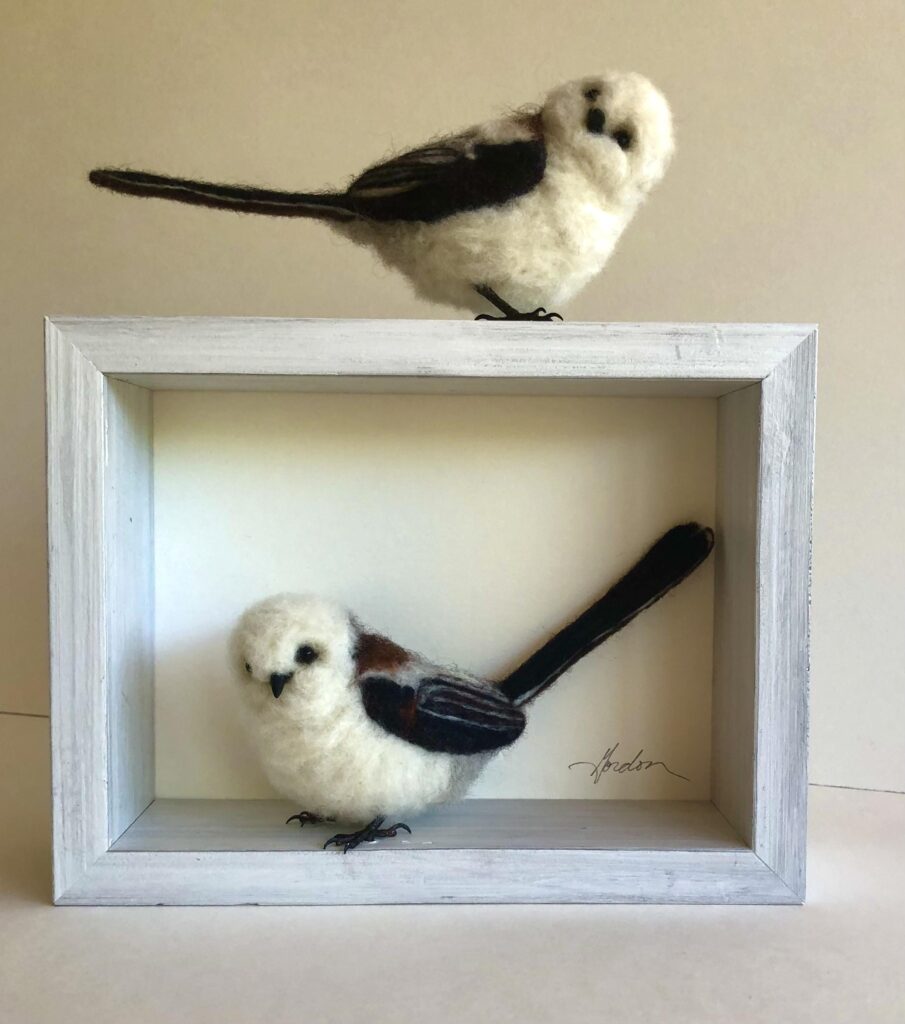 Japanese Long Tailed Tits — needlefelted wool